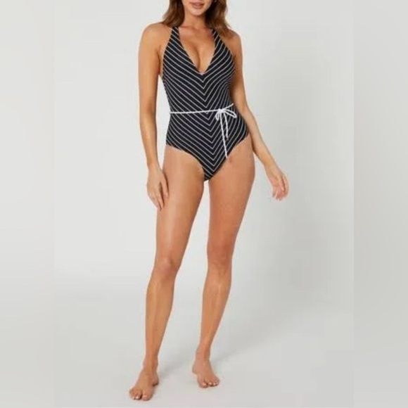 SEA LEVEL SWIM Shoreline V-Neck Halter One-Piece - Picture 3 of 8